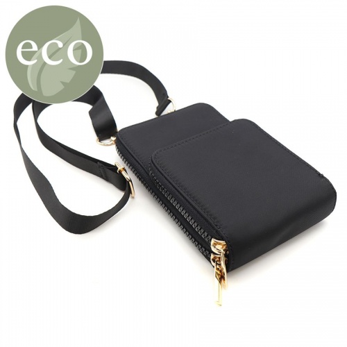 Recycled Nylon Black Phone Bag by Peace of Mind